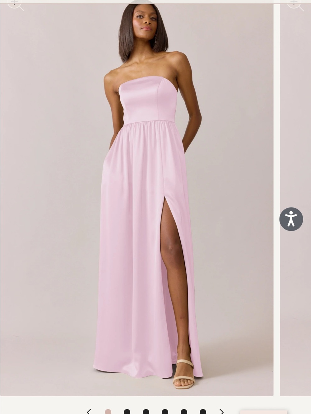Revelry Strapless Light Pink Maxi Dress with High Slit